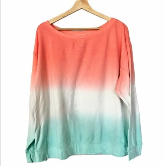 Splendid Dip Dye Ombre Waffle Knit Thermal Long Sleeve T-Shirt M - Picture 4 of 5